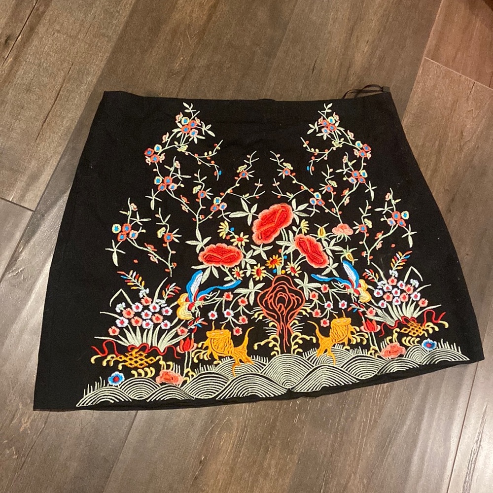 Multicolor Printed Zara skirt! The designs are stitched onto skirt.